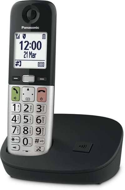 Panasonic KX-TGU-410EXB single senioren dect telefoon, groot display, grote toetsen, 1 handset, zonder antwoordapparaat, zwart/zilver