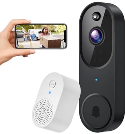 Slimme Deurbel Camera - HD Beveiliging - Huis Beveiliging - AI Menselijke Detectie - 1080p Resolutie - Zwart