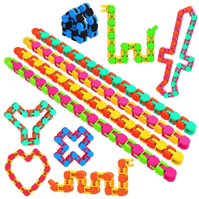 Dailygoods- Fidgetspeelgoed 12 Stuks - Wacky Tracks - Stress Speelgoed - Cadeaus voor Kinderen - Kinderfeestaccessoires - Geschikt voor 3 Jaar en Oudere - Stressspeelgoed