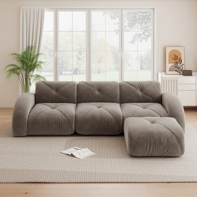 MODFU Modulaire Hoekbank - Framevrij En Flexibel - Modern - Voor Woonkamer - Chenille - Bruin