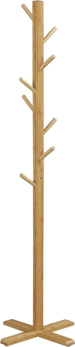 Kledingrek - 49,5x49,5x178 cm - 8 Haken + Vrijstaand - Functioneel & Stijlvol - Bamboe - Naturel