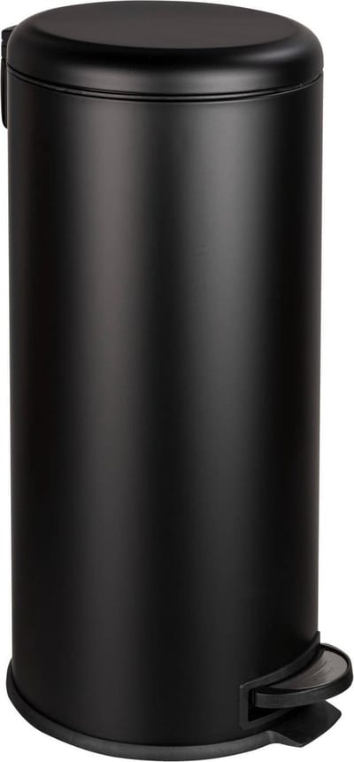 WENKO Pedaalemmer Leman 30 Liter mat zwart - Easy Close deksel - Afvalemmer - Prullenbak - Afvalbak - Vuilbak - Vuilnisbak