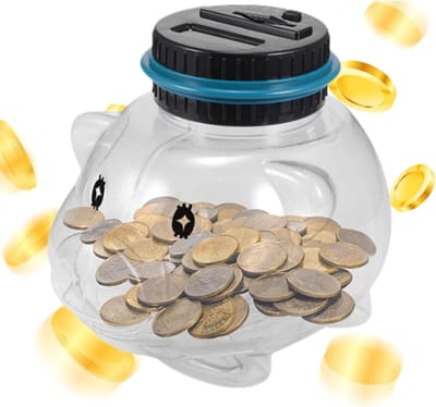 Digitale Muntenteller - Spaarpot Geldbank - Geld Besparen - Automatische Telfunctie - 18 x 14.5 x 14.5 cm - Transparant