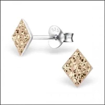 Aramat Jewels | Oorbellen | Zilveren Kristal Oorstekers Ruitvorm – 7x6mm 925 Zilver Geometrisch | Licht Zalm | |6mm | Zilver | Kinderen, Volwassenen | Verkleurd niet