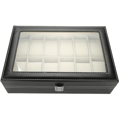12 Vakken PU Leer Horloge Display Case Opbergdoos Organizer Horloge Sieraden Display Doos gray
