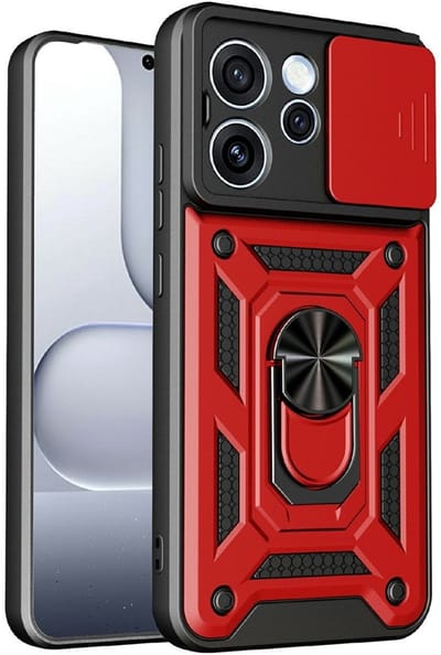 Coverup Hoesje - Geschikt voor OPPO Reno15 Pro Hoesje - Coverup Armor Ring Kickstand Back Cover met Camera Shield - Rood