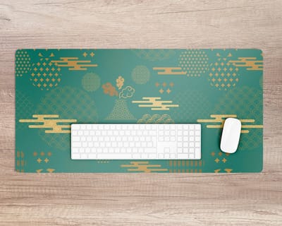 Coloray Bureau Onderlegger - Japanse symbolen Bureaumat - 90 cm x 45 cm - Groente Bureau Onderlegger - Onderlegger Bureau - Bureau Onderlegger Groot - Bureau Onderlegger XXL - Computer Mat