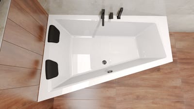 Badland INTIMA hoekbad 170 x 125 cm links wit met hoofdsteun