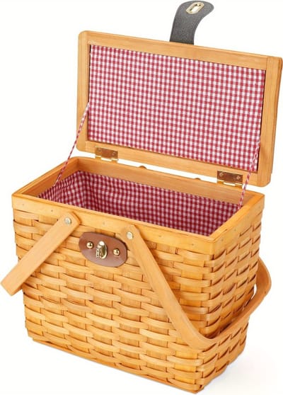 Nivard Picknickmand - Picknickmanden - Piknik - Pick Nick - Picknicktas - Mand - Lunchbox - Zomer - Bruin