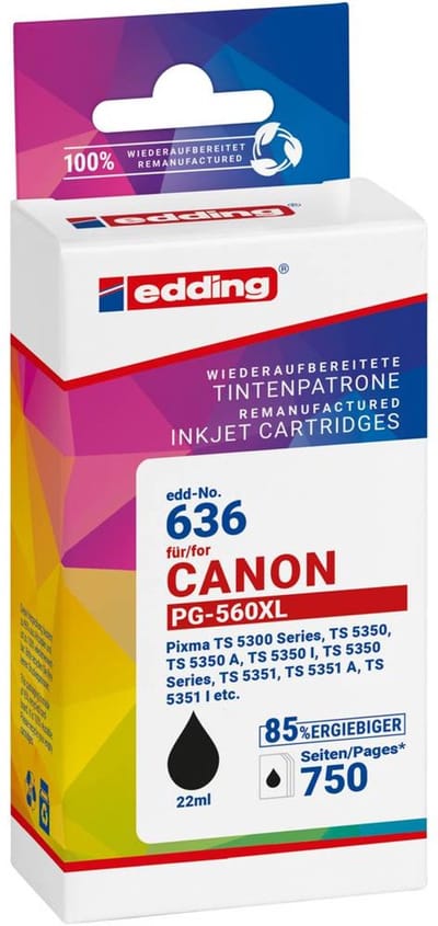 Edding Inktcartridge vervangt Canon PG-560 XL Compatibel Zwart EDD-636 18-636