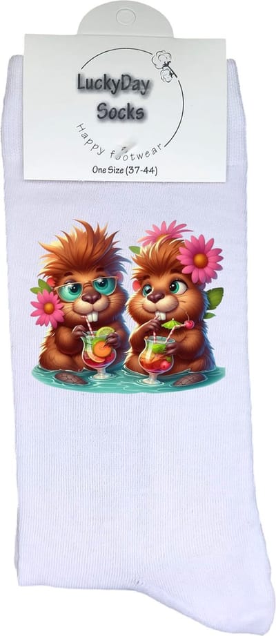Otters - Opkikker - Grappige sokken - Valentijns cadeau - Verjaardag cadeau - Grappig - Leuke sokken - Vrolijke sokken - Cocktail - Kerst Sokken - Vaderdag - Moederdag - Kerstcadeau - Socks die Happy maken - 37-44