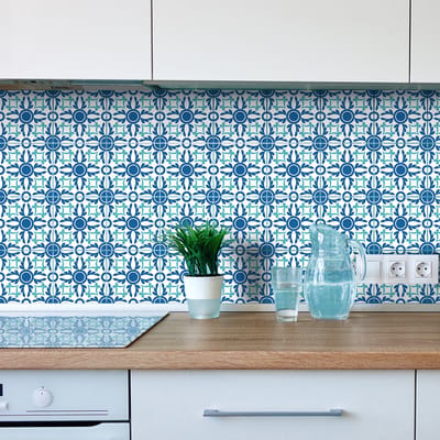 Zelfklevende tegelmuurstickers voor keuken en badkamer - 24 cementtegelstickers (AZULEJOS ENANO) - 24 stickers, 10x10cm