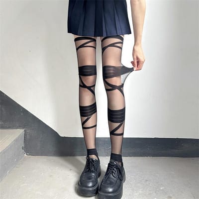 Gothic Lolita Kousen Voor Vrouwen Ultradunne Transparante Zijden Sokken Dijhoge Lange Sokken Meisjes Kniehoge Sokken Kousen white