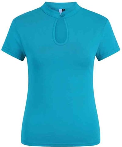 Banned - Mandarin Collar Top - S - Blauw