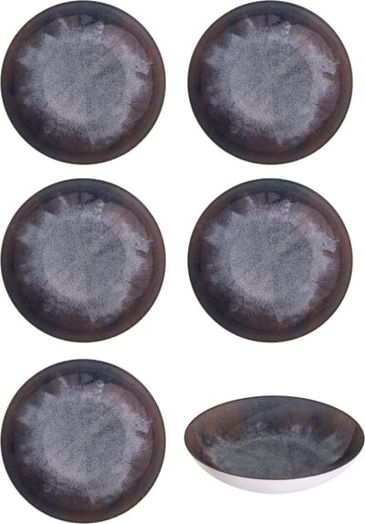 Bordenset 6 persoons - Diep bord / Pastabord 22 cm - Porselein - Juntos Concreto - Hazel & Bos