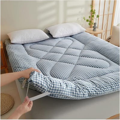 Draagbare Vloermatras - Opvouwbaar Futonbed - Ruimtebesparend Slapen - Dikke Opvouwbare Mat - 180 x 200 cm - Lichtblauw