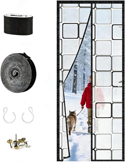 Thermisch Geïsoleerd Deurgordijn, Magnetisch en Waterdicht, 100 x 210 cm, Ideaal voor Winter, Winddicht en Energiezuinig voor Woonkamer en Balkon met Automatische Sluiting