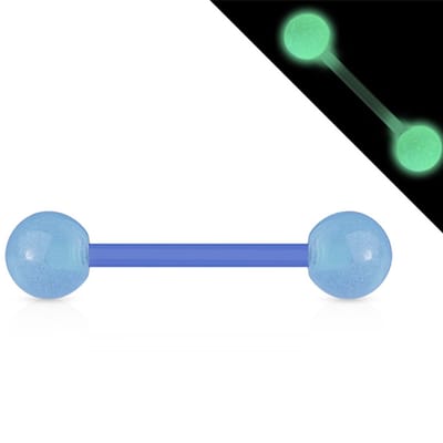 Piercing flexibele staaf glow in the dark blauw - LMPiercings