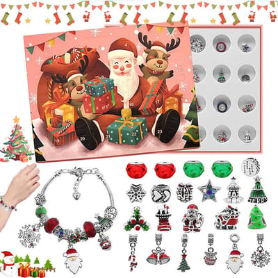 24 stuks - Meisjes Kerst Sieraden Blinde doos - Juwelen Adventskalender voor Kerstmis - Christmas Girl Advent Calendar Bracelets 2025 for Girls - Sieraden Serie - DIY Creatieve Set - roze - voor kinderen kous vullers voor meisjes