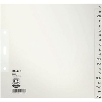 LEITZ® papieren indexbladen, A4, voor hangordners, letters A-Z (20 bladen), nr. 6095
