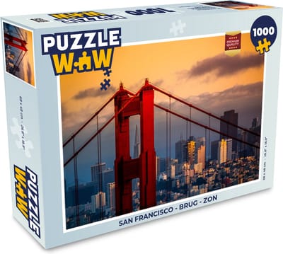 Puzzel San Francisco - Brug - Zon - Legpuzzel - Puzzel 1000 stukjes volwassenen