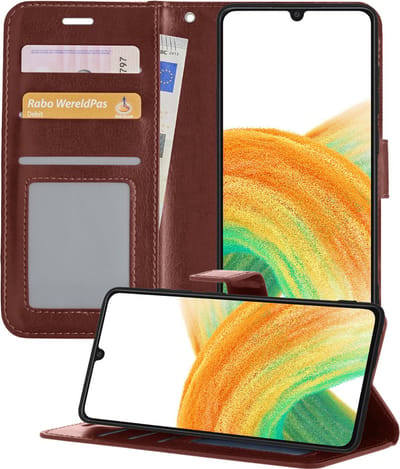 Hoesje - Geschikt voor Samsung Galaxy A33 - Luxe Bookcase - Walletcase Hoes - Portemonnee - Cover - Telefoonhoes - Bruin