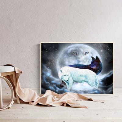 Diamant schilderij Wolf foto van strass diamant borduurwerk dier 5D Diy mozaïekkit 20X30CM gray