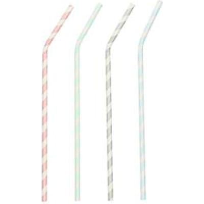 Drinkrietjes Papstar Stripes, wegwerp, L 220 x Ø 6 mm, flexibel buigbaar & buigbaar, gemaakt van FSC®-gecertificeerd papier, geassorteerde kleuren, 100 st.