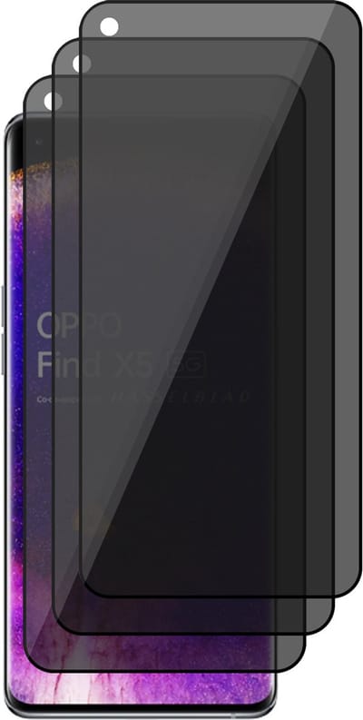 Privacy Screenprotector geschikt voor Oppo Find X5 - 3x Volledig Dekkend Glas Screen Protector