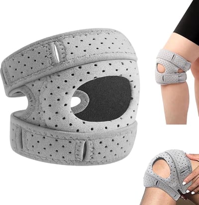 2 stuks Kniebrace, ademende knieondersteuning, patella, knieband, meniscus, pijnverlichting, kniebrace voor mannen en vrouwen, verstelbare kniebandage voor sport, hardlopen, kniepijn (grijs)