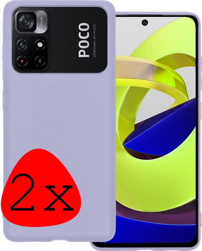 Hoesje 2 Stuks - Geschikt voor Xiaomi Poco M4 Pro 5G - Sterk & Shockproof - Case Siliconen - Back Cover - Telefoon Hoes - Lila