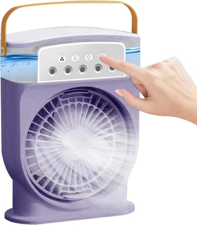 Ventilator met Mist - Vernevelaar Koeler - Zomerse Verkoeling - Draagbaar en Krachtig - 600ml Tank - Paars