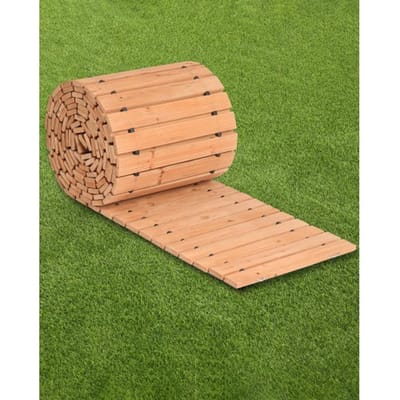 VEVOR Tuinpad Uitrolbaar Looppad, 727x43 cm, Uitrolbaar Houten Pad, Buitenpad van Cederhout met Staalkabelverbinding, Tuintrap, Decoratief Houten Pad, Stapstenen in de Tuin, Achtertuin, Terras