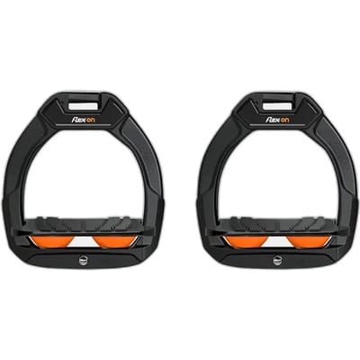 Aluminium stijgbeugels Incliné Grip Zwart/Zwart/Oranje Flex-On