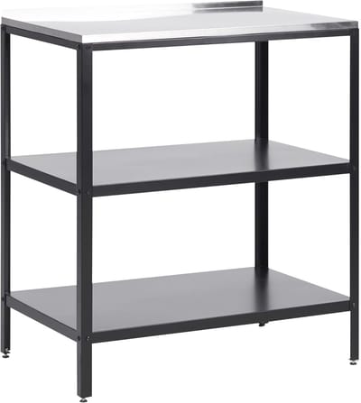 Stalen Keuken Eiland - Buitenkeuken Trolley - Buiten Koken - Roestvrij Staal Werkblad - 80x50x90 cm - Zwart
