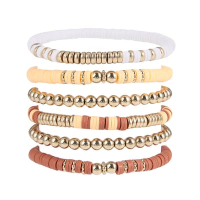 Bohemian Armbanden Set - Bruin/Beige | 6-delig | Polymeer Klei | Fashion Favorite