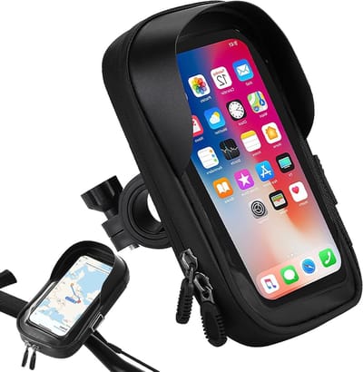 Handvat Tas voor Fiets en Motor met Regenbescherming, 360° Draaibare Touchscreen Houder voor Mobiele Telefoons tot 7 Inch