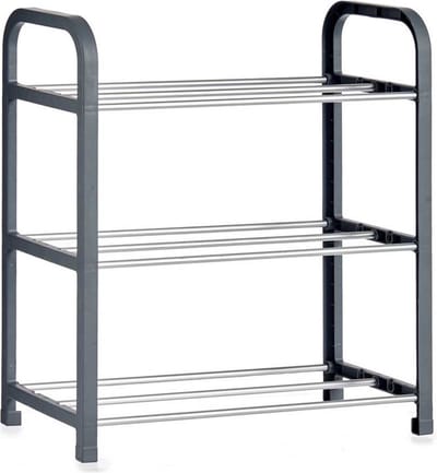 Arte r Schoenenrek - grijs - metaal en kunststof - 3-laags - 40 x 19 x 42 cm - Schoenen opbergen