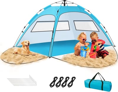Strandtent UV Bescherming - Strandparasol Pop Up - Blauw