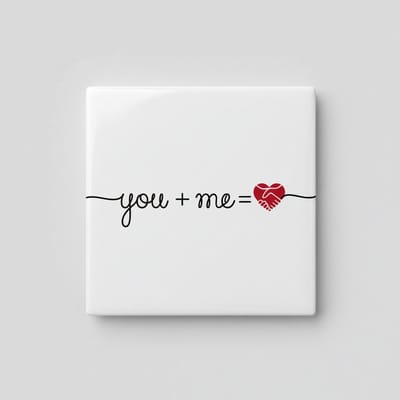 You + Me – Romantisch Liefdessymbool Keramische Tegel 15 × 15 cm | Minimalistische Woondecoratie voor Koppels