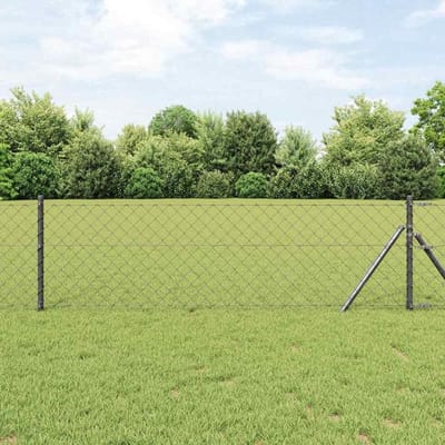 Hekpalen Set - Stalen Palen - Tuin Afzetten - Corrosiebestendig Gepoedercoat - 4 Stuks - Grijs