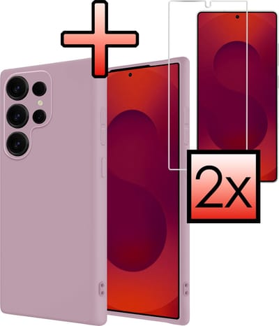 Hoesje - Met 2x Screenprotector - Geschikt voor Samsung Galaxy S25 Ultra - Sterk & Shockproof - Back Cover - Siliconen Case - Telefoon Hoes - Lila