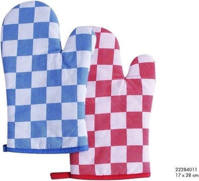 Kitchen Tools Ovenwant - Katoen - Ruit - Blauw - Rood - Zwart - (1 stuk) Assorti