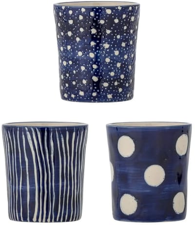 Bloomingville Mok aardewerk blauw Minoa - set van 3