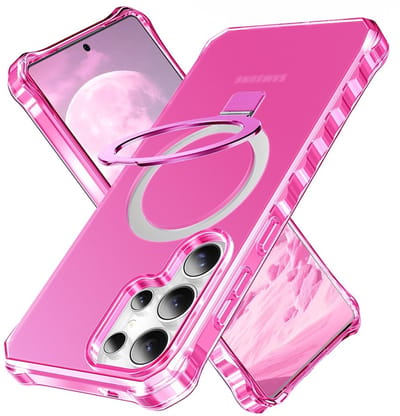 Coverup Hoesje - Geschikt voor Samsung Galaxy S25 Ultra Hoesje - Coverup ShockProof TPU Back Cover met MagSafe Compatible Ring Kickstand - Roze