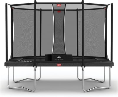 BERG Ultim Favorit Regular 330 Trampoline Op Poten - Safety Net Comfort - AirFlow Springdoek - Grijs