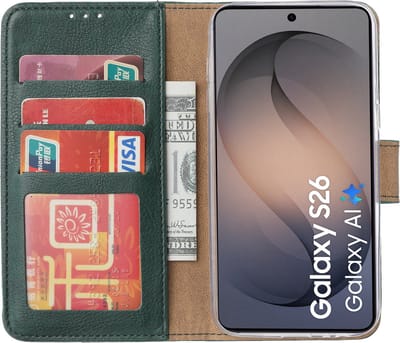 Hoesje Geschikt voor Samsung Galaxy S26 – Arara bookcase met pasjeshouder - Groen