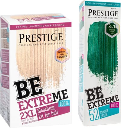 Prestige Semi-Permanente Groene Haarverf Set – Bleach Kit Blondeerpoeder + Dragon Green Haarverf Groen – Voordeelverpakking 2 x 100ml
