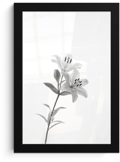 Poster in lijst - Fotolijst 20x30 cm - Posters - Lelies - Elegant - Zwart - Wit - Posterlijst zwart - Decoratie - Wanddecoratie woonkamer - Muurdecoratie slaapkamer