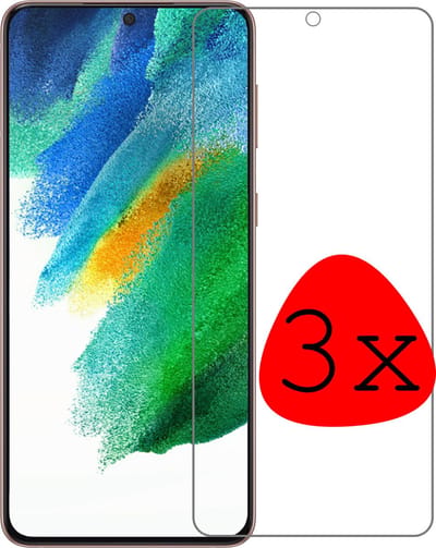 Screenprotector - 3 Stuks Geschikt voor Samsung Galaxy S21 FE - Extra Sterk - Beschermglas - Gehard Glas - Tempered Glass - Screen Protector